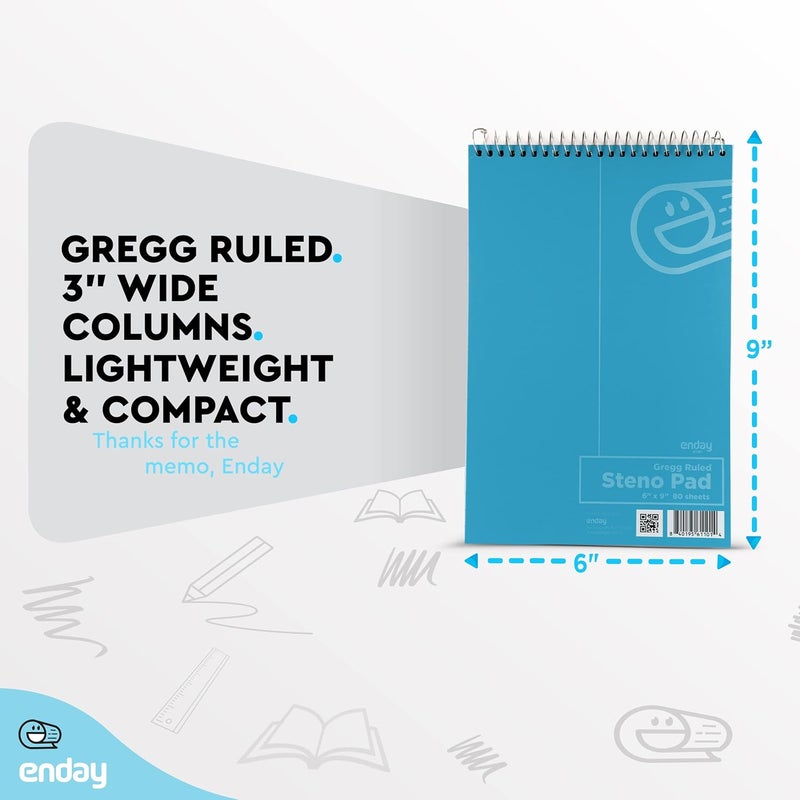 Enday Steno Pads Spiral 6x9 12 Pack, Gregg Rule White Paper, 80 Sheets Steno Notebook for writing in Pink, Purple, Green, Blue, Red, Grey, Multicolor - Image 5